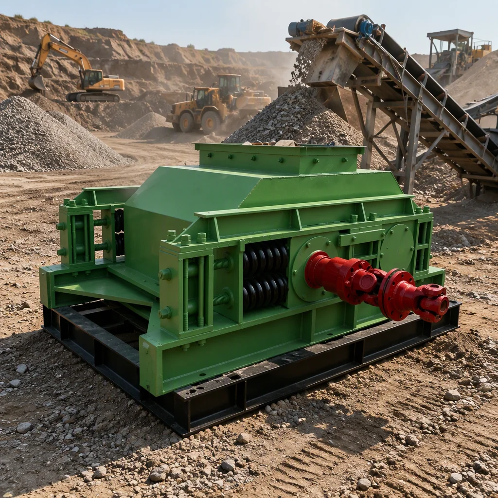 9001200 狼牙双辊破碎机 滚筒制砂机 高刚性骨料破碎设备 2x55kW