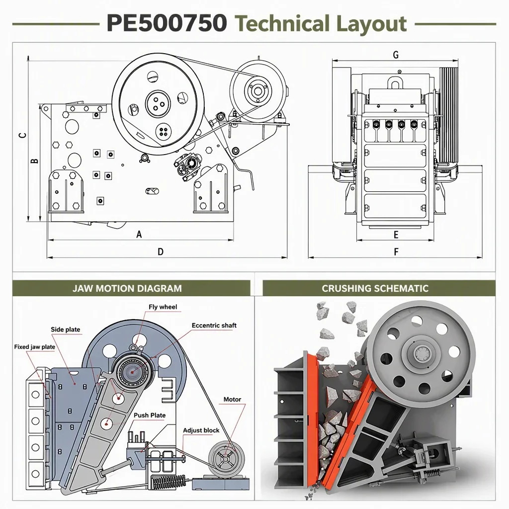 PE500750 破碎机 57型初级碎石机 最大处理能力100t/h 7000kg 55kw 电机 电气柜 1年保修 全新 详情图 4