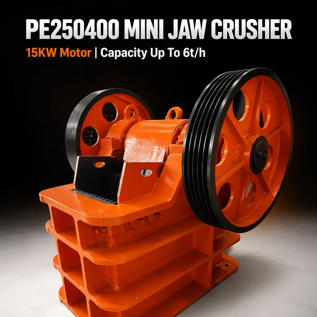 新型PE250400小型迷你颚式破碎机15KW电机1-6t/h便携式钢制PLC建筑用石矿破碎机 详情图 5
