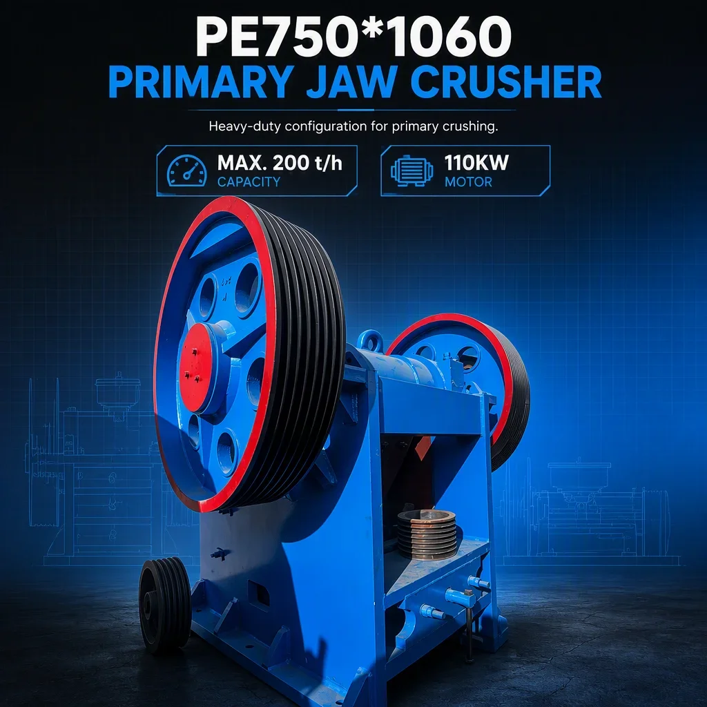 深腔式PE7501060主颚式破碎机110KW电机最大处理量200t/h矿用发动机硬岩花岗岩金矿石 详情图 4