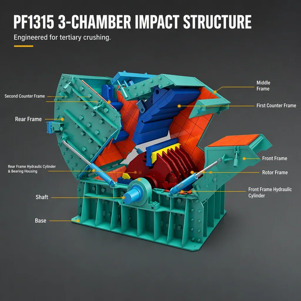 PF1315新型冲击式破碎机120-200tph三级破碎机三室石料冲击式破碎机用于骨料采掘建筑 详情图 2