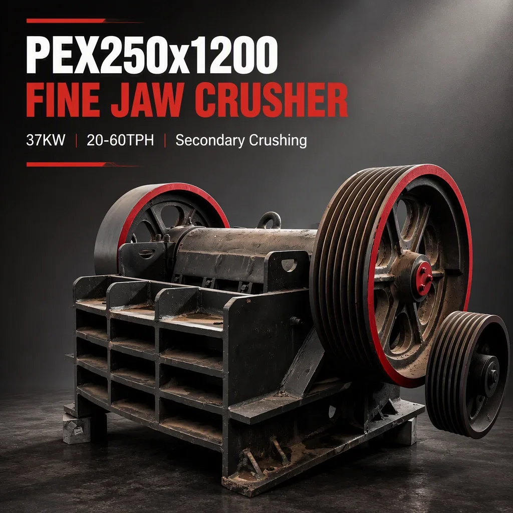 PEX2501200新型细颚式破碎机37KW二次碎石机20-60TPH矿用齿轮轴承岩石矿石采石场骨料 详情图 3