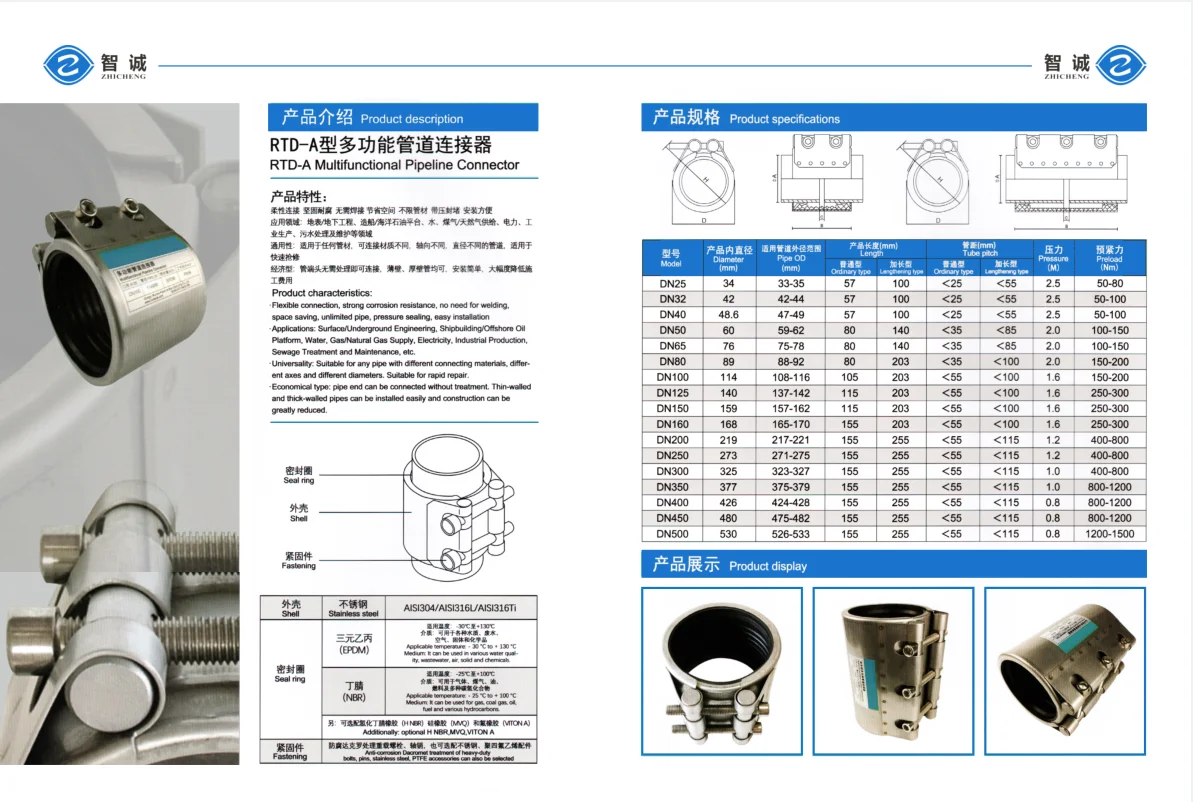 管道接头 Flex-tye（标准型/加长型）不锈钢光滑低压管道配件，用于供水项目 缩略图 6