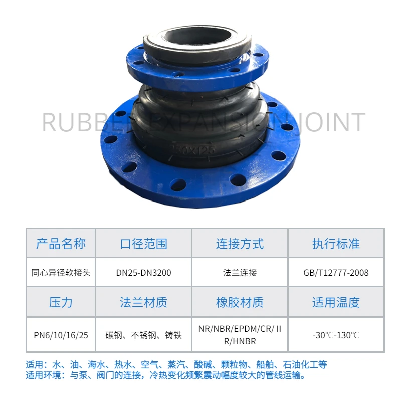 zcd DN350 DN500 DN80 PN16法兰epdm柔性波纹管橡胶外接头 缩略图 6